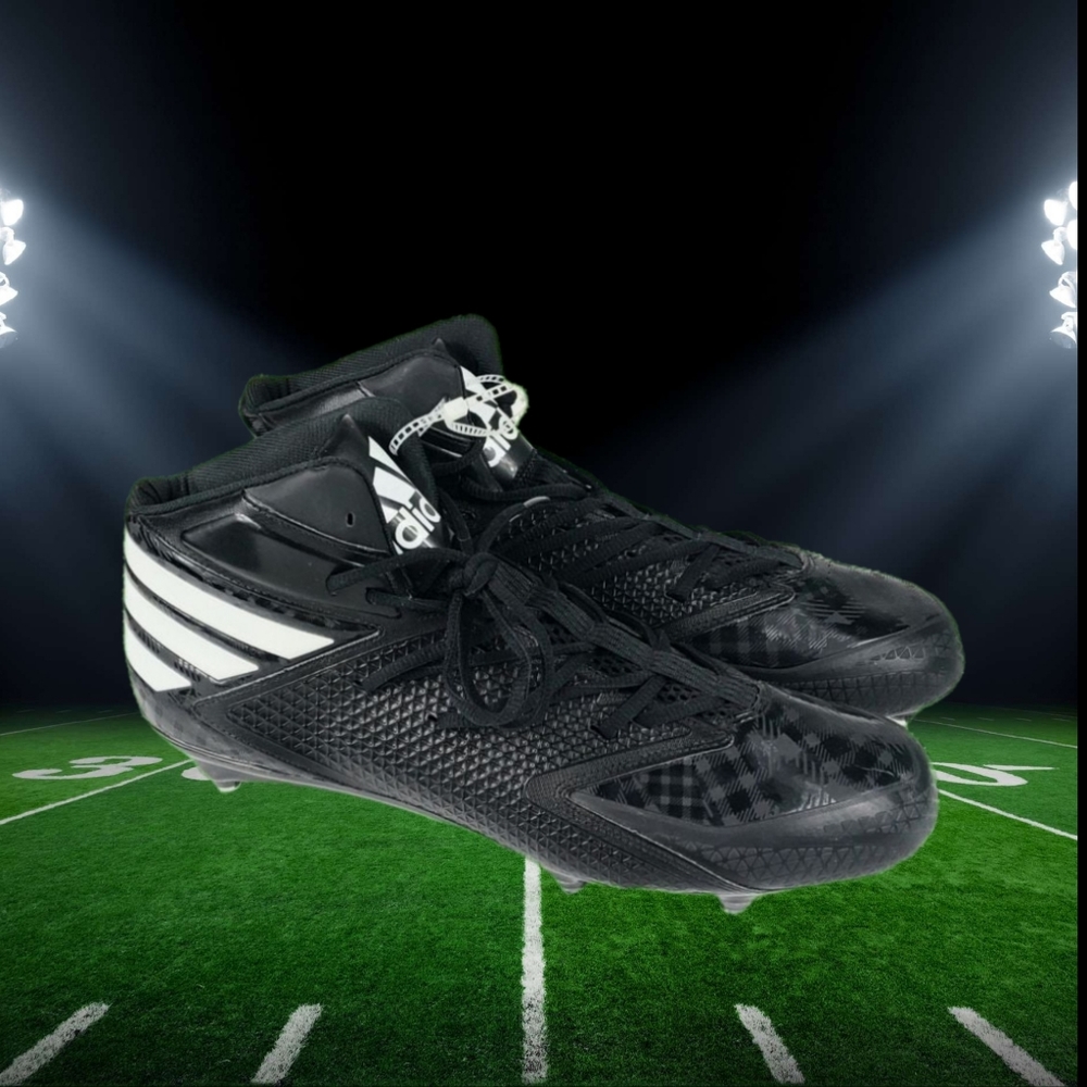 NEW Adidas Mens Football Cleats 13.5 Black White Shoe Iron Skin Mid AH1339